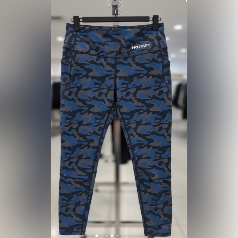 HOTSUIT Women’s High-Waisted Camo Training Leggings - Blue/Grey medium